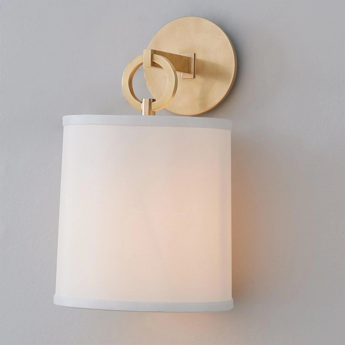 Wall Lamp | Brass Body, Ring Frame & Fabric Shade