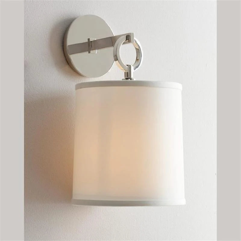 Wall Lamp | Brass Body, Ring Frame & Fabric Shade