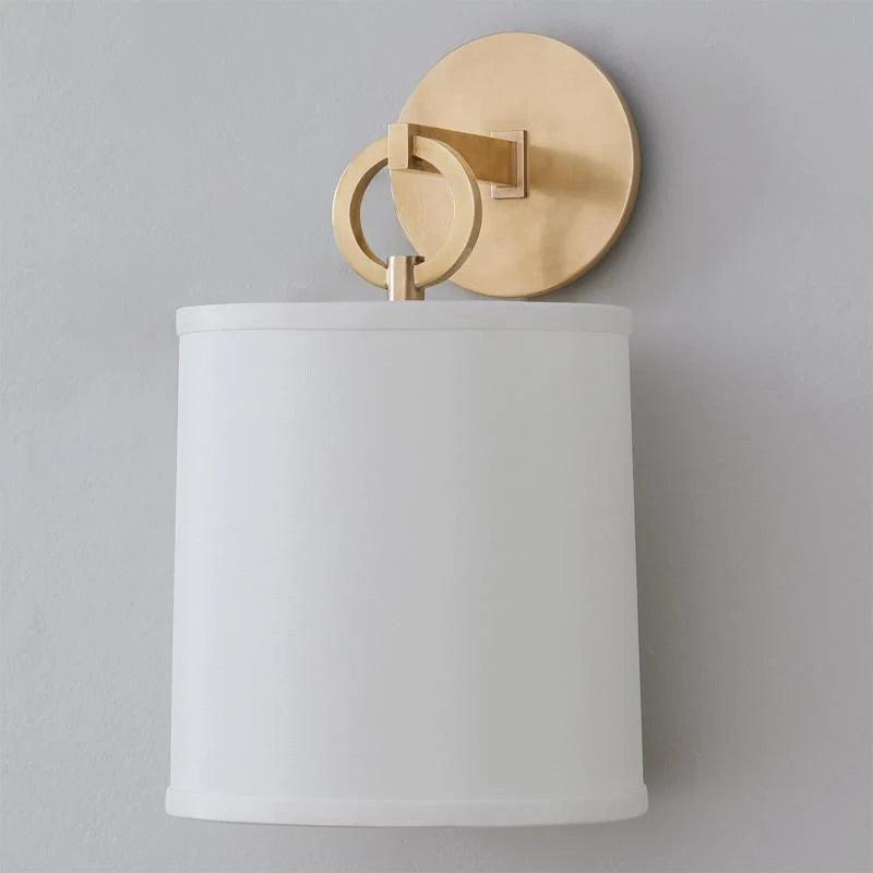 Wall Lamp | Brass Body, Ring Frame & Fabric Shade