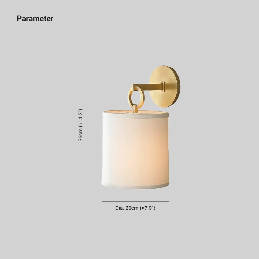 Wall Lamp | Brass Body, Ring Frame & Fabric Shade