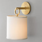 Wall Lamp | Brass Body, Ring Frame & Fabric Shade