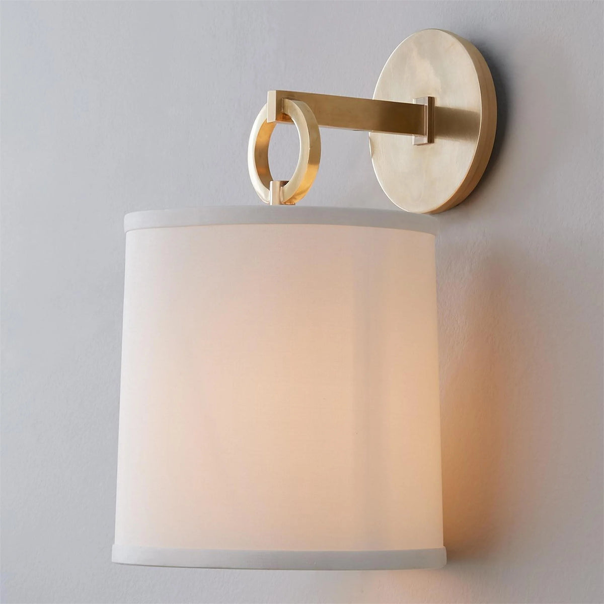 Wall Lamp | Brass Body, Ring Frame & Fabric Shade