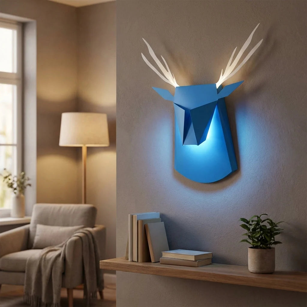 Wall Lamp | Deer Silhouette & Soft LED | 38 x 35 cm