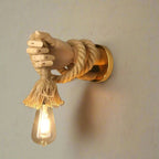 Wall Lamp | Handcrafted Hemp Rope & Wood Base