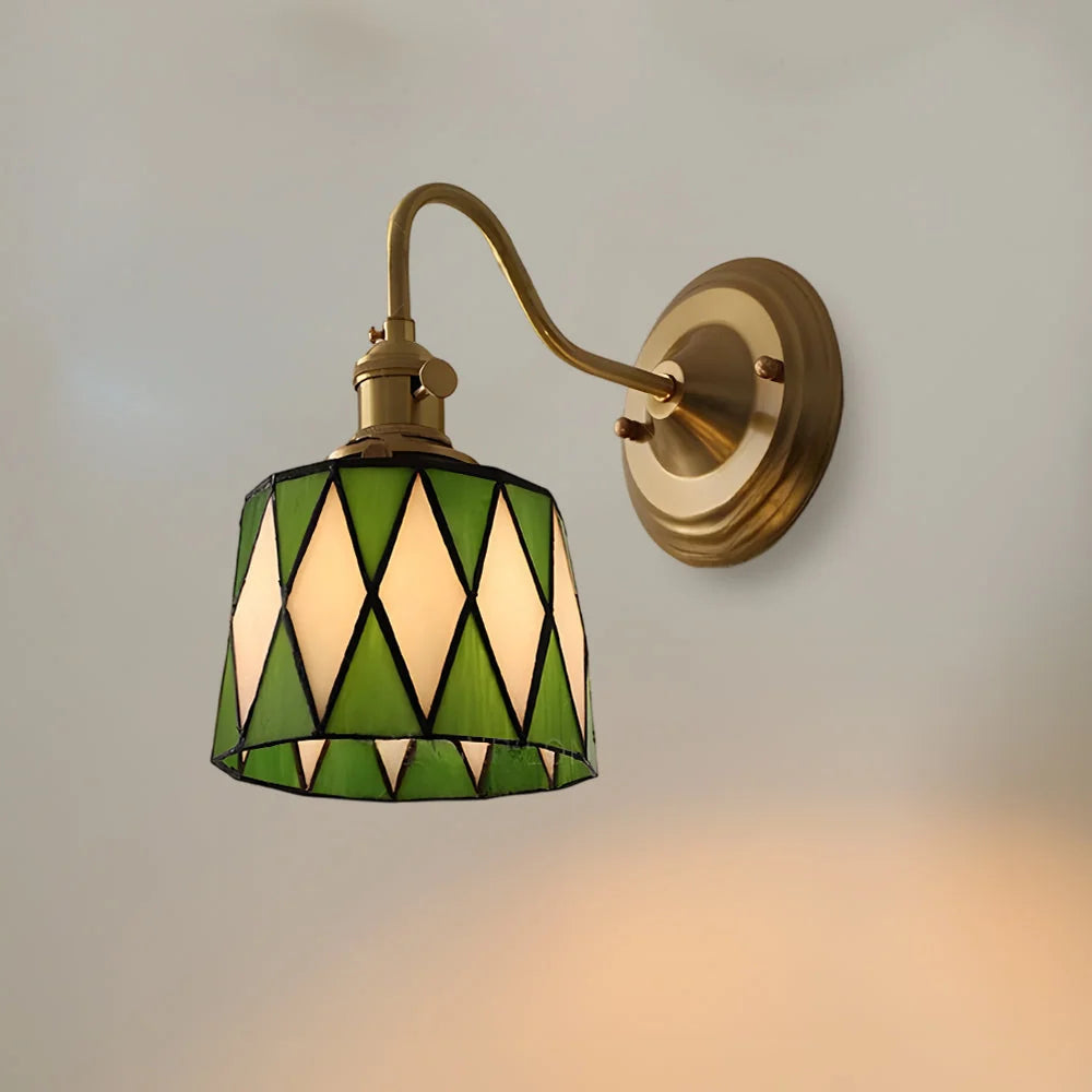 Wall Lamp | Handcrafted Stained Glass & Copper Frame | E26/E27 Fitting Included