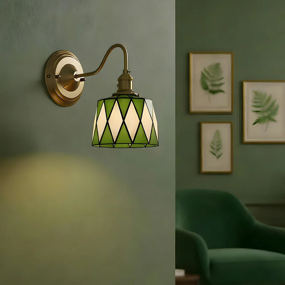 Wall Lamp | Handcrafted Stained Glass & Copper Frame | E26/E27 Fitting Included