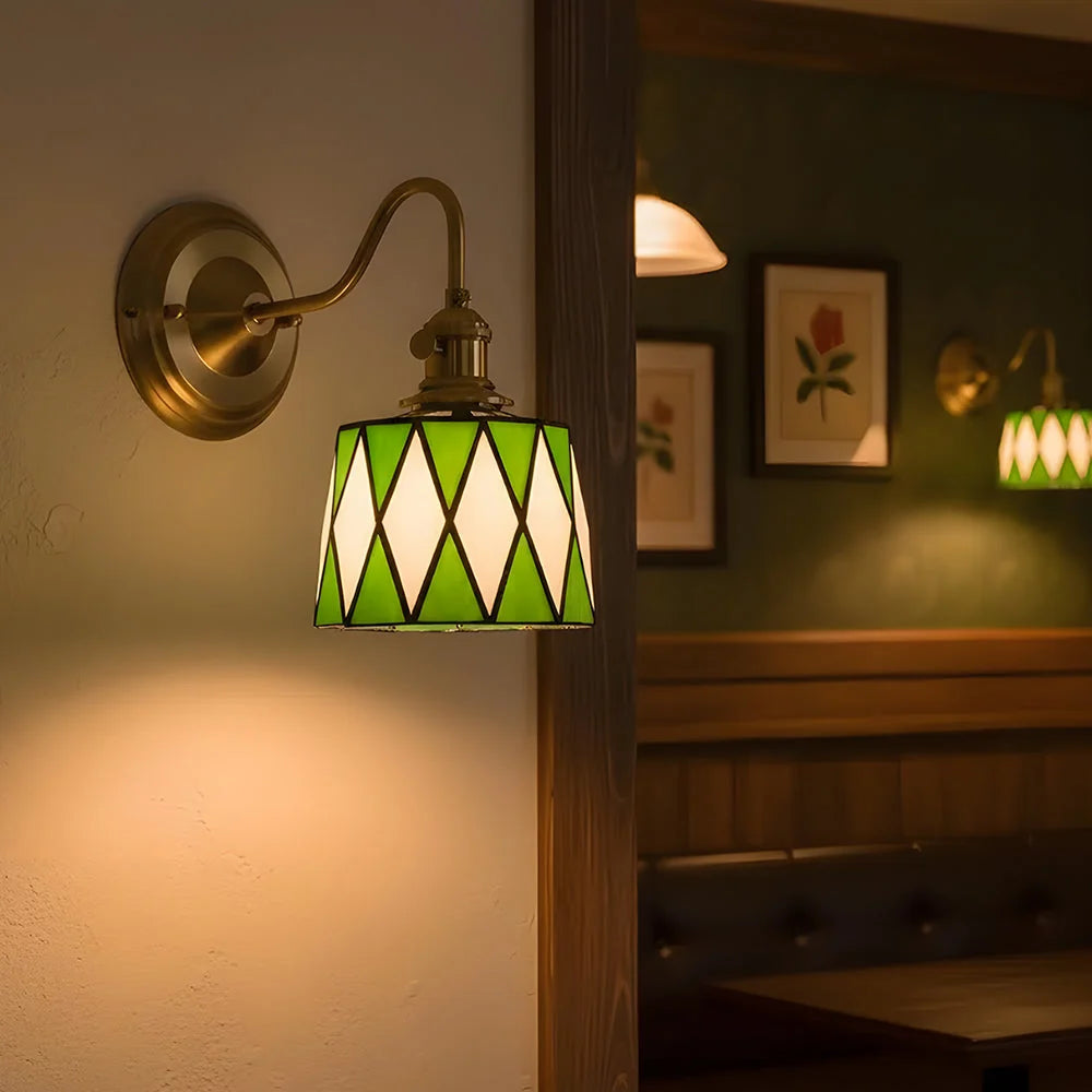 Wall Lamp | Handcrafted Stained Glass & Copper Frame | E26/E27 Fitting Included