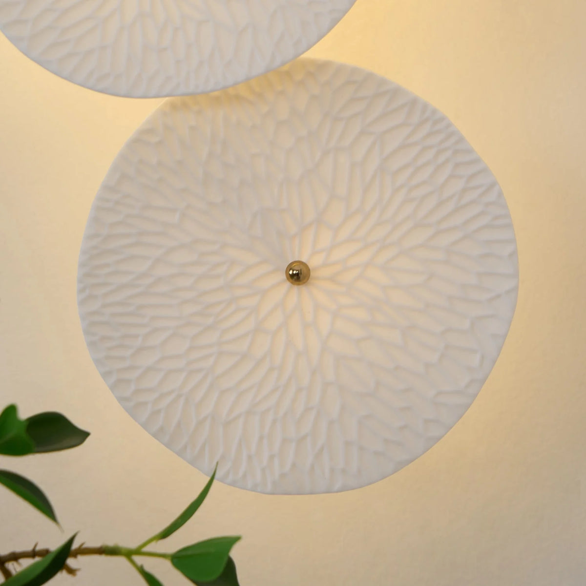 Wall Lamp | Lotus Ceramic Petals & Gold Metal