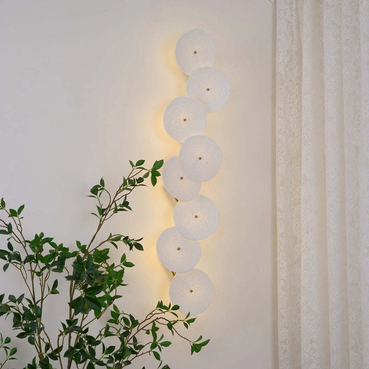 Wall Lamp | Lotus Ceramic Petals & Gold Metal