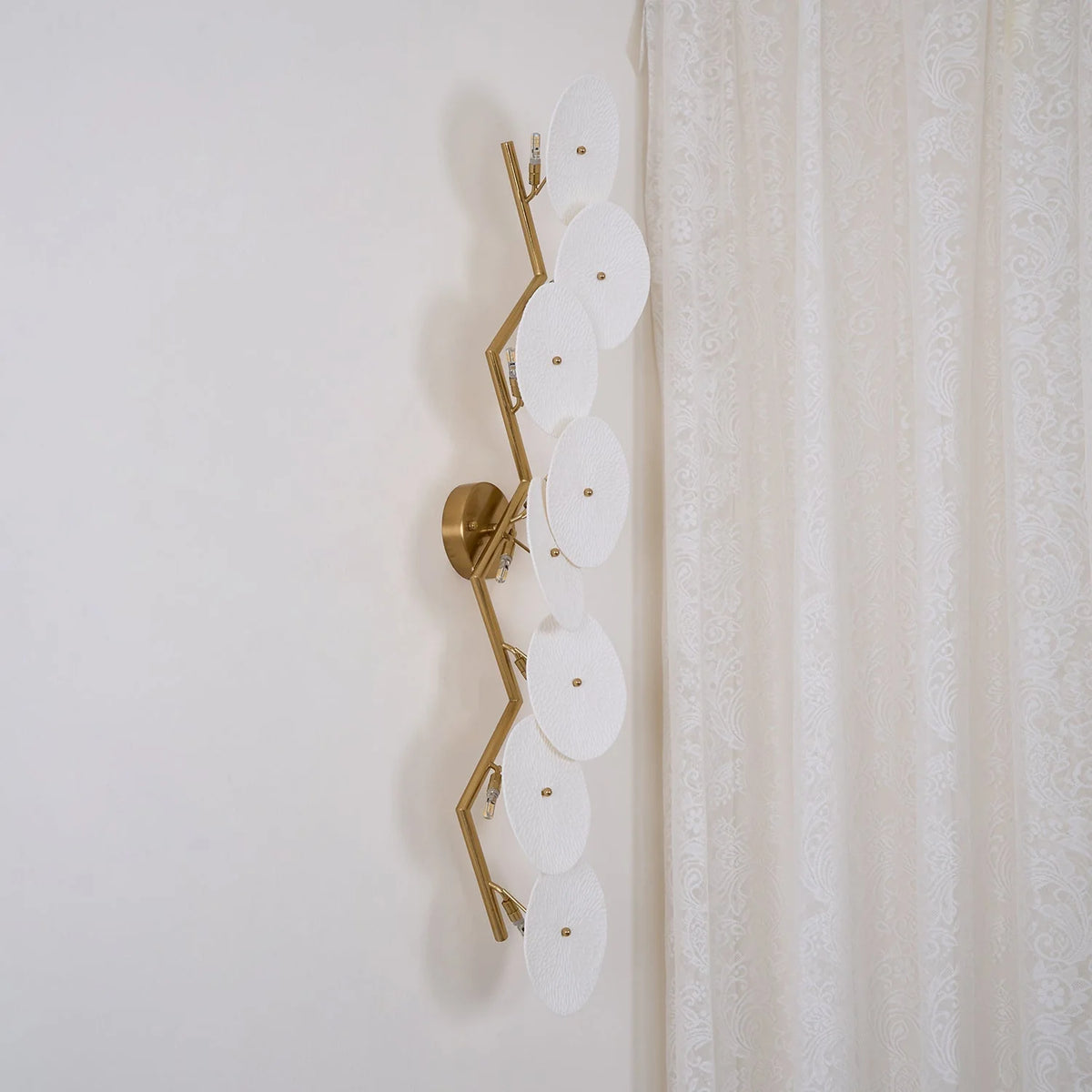 Wall Lamp | Lotus Ceramic Petals & Gold Metal