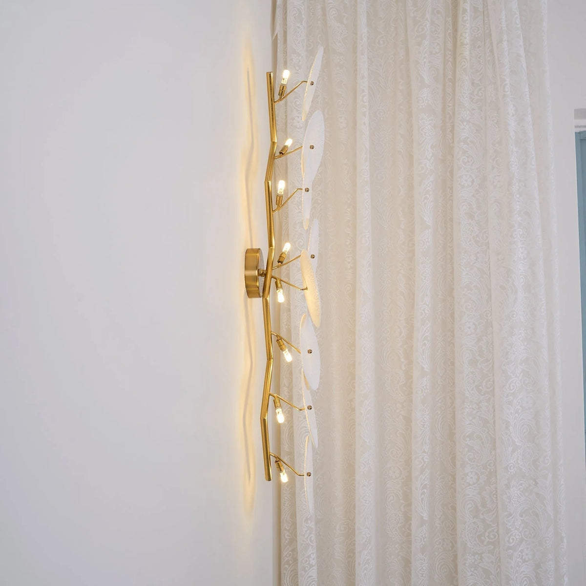 Wall Lamp | Lotus Ceramic Petals & Gold Metal