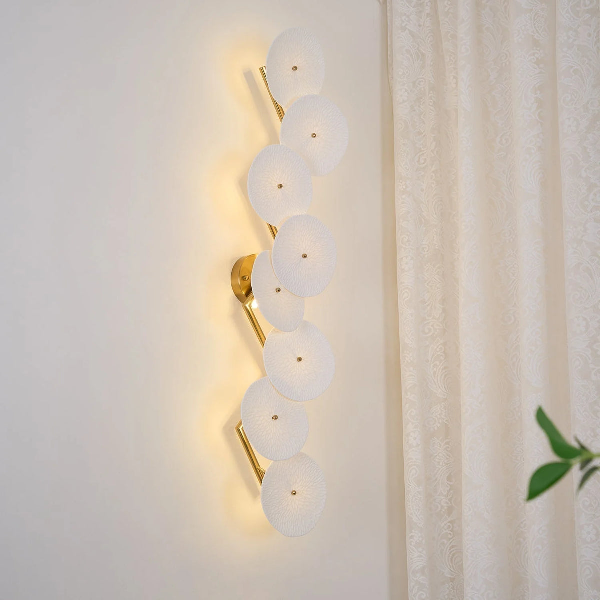 Wall Lamp | Lotus Ceramic Petals & Gold Metal