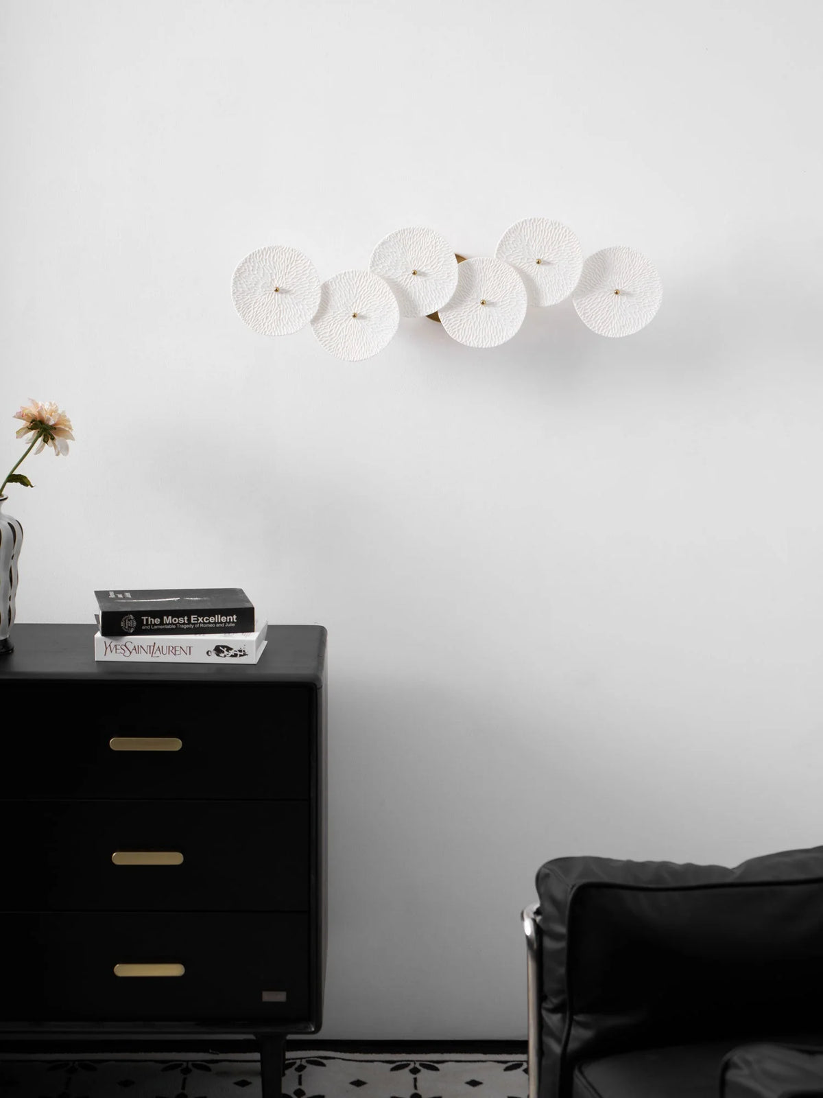 Wall Lamp | Lotus Ceramic Petals & Gold Metal