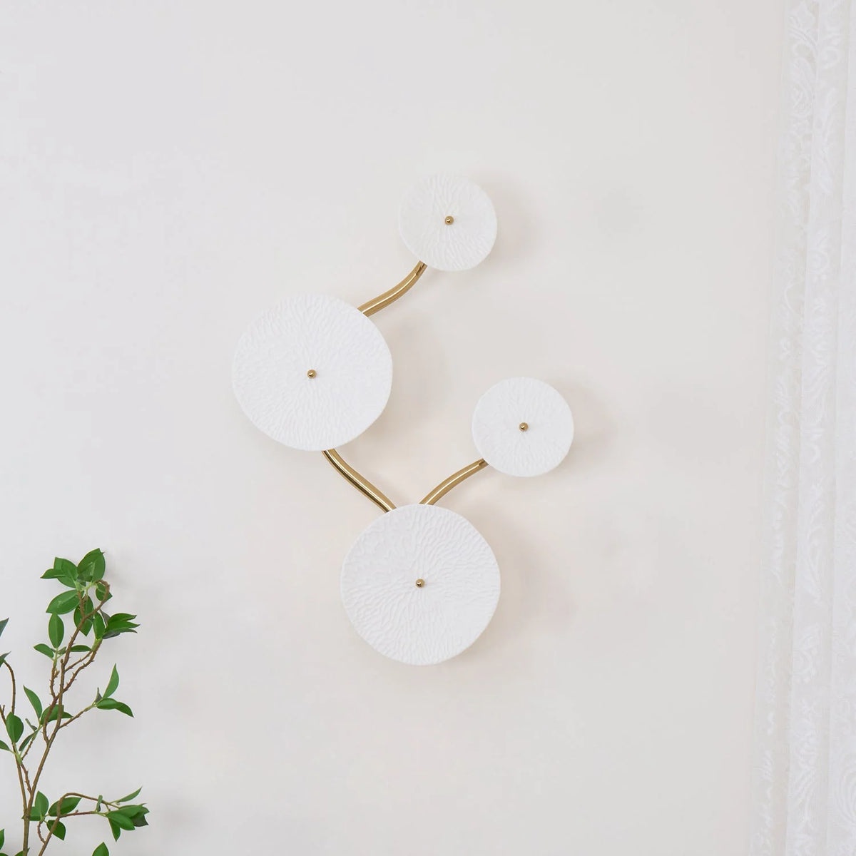Wall Lamp | Lotus Ceramic Petals & Gold Metal