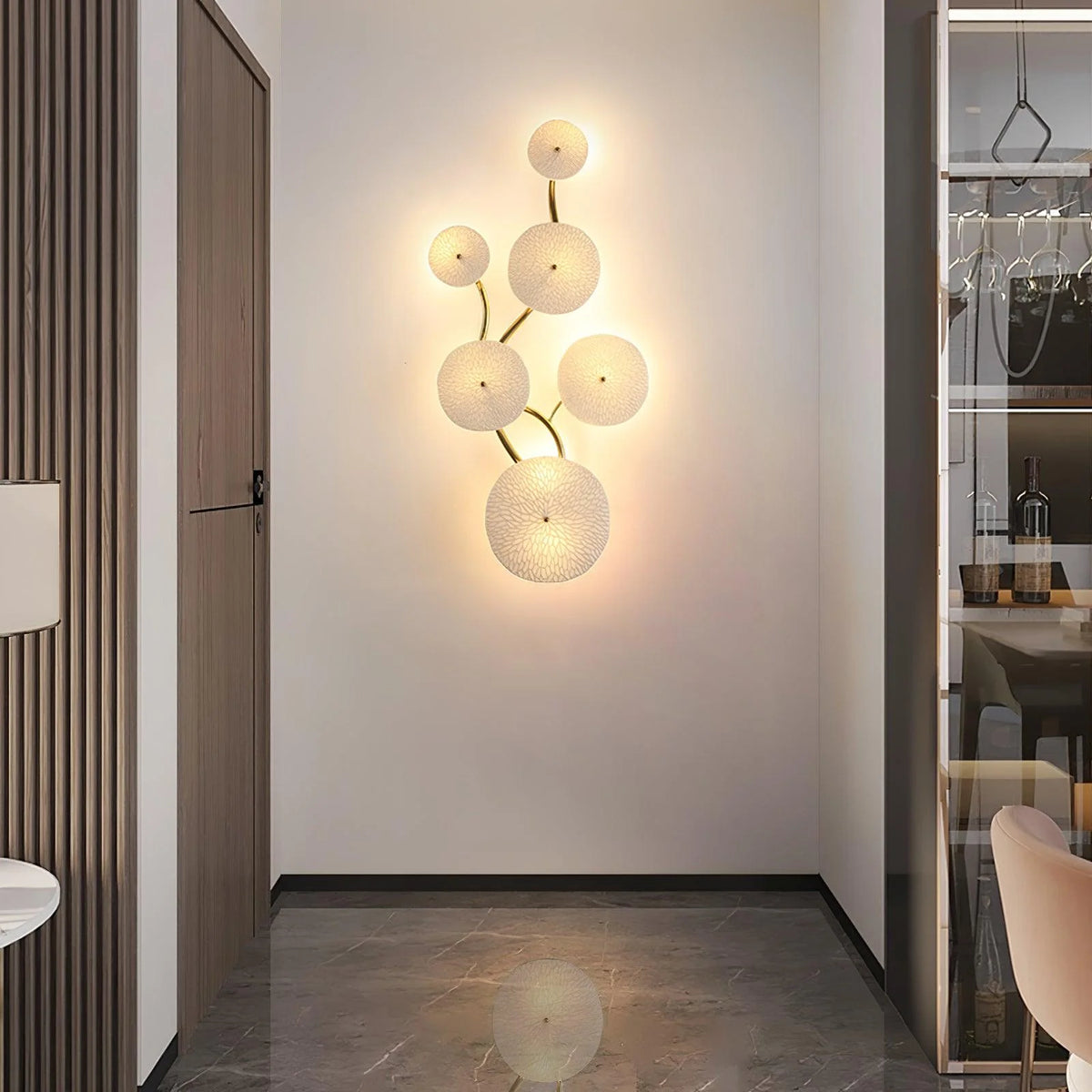 Wall Lamp | Lotus Ceramic Petals & Gold Metal
