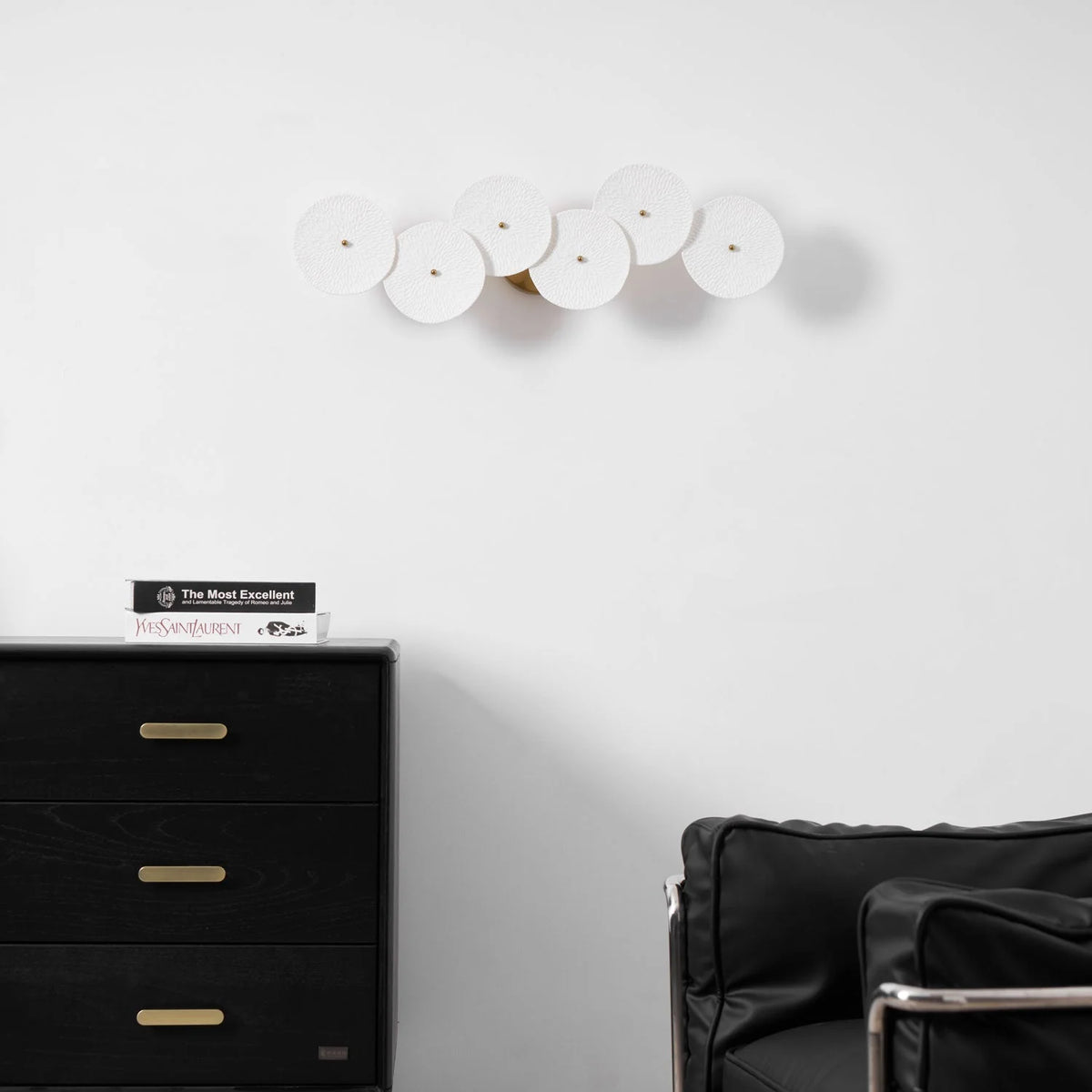 Wall Lamp | Lotus Ceramic Petals & Gold Metal