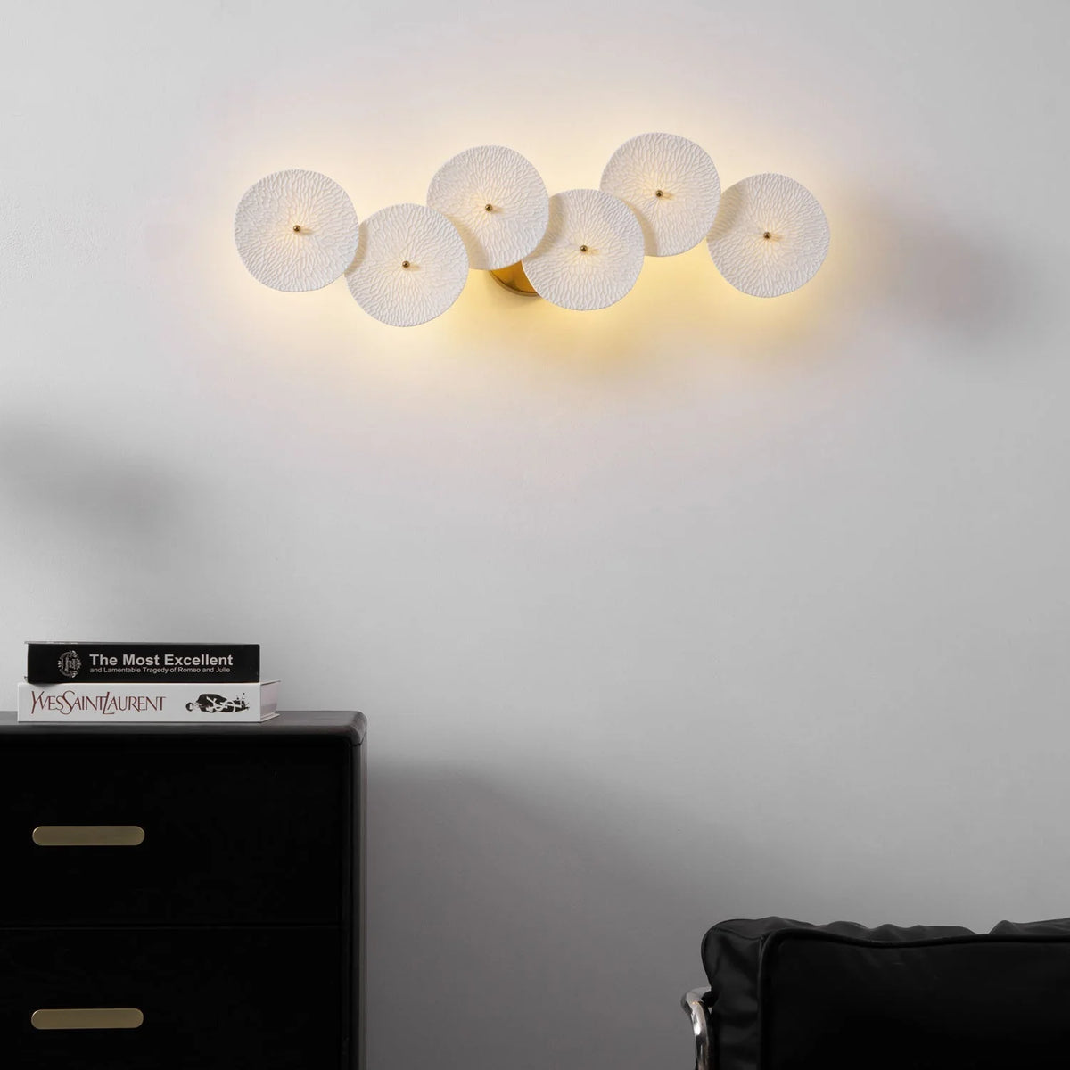 Wall Lamp | Lotus Ceramic Petals & Gold Metal