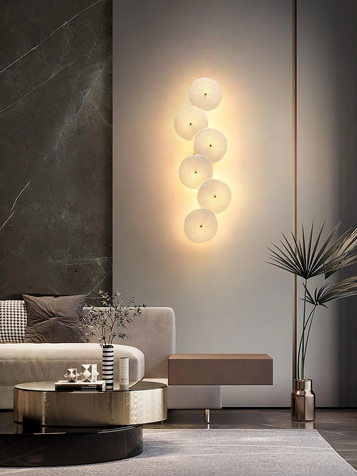 Wall Lamp | Lotus Ceramic Petals & Gold Metal