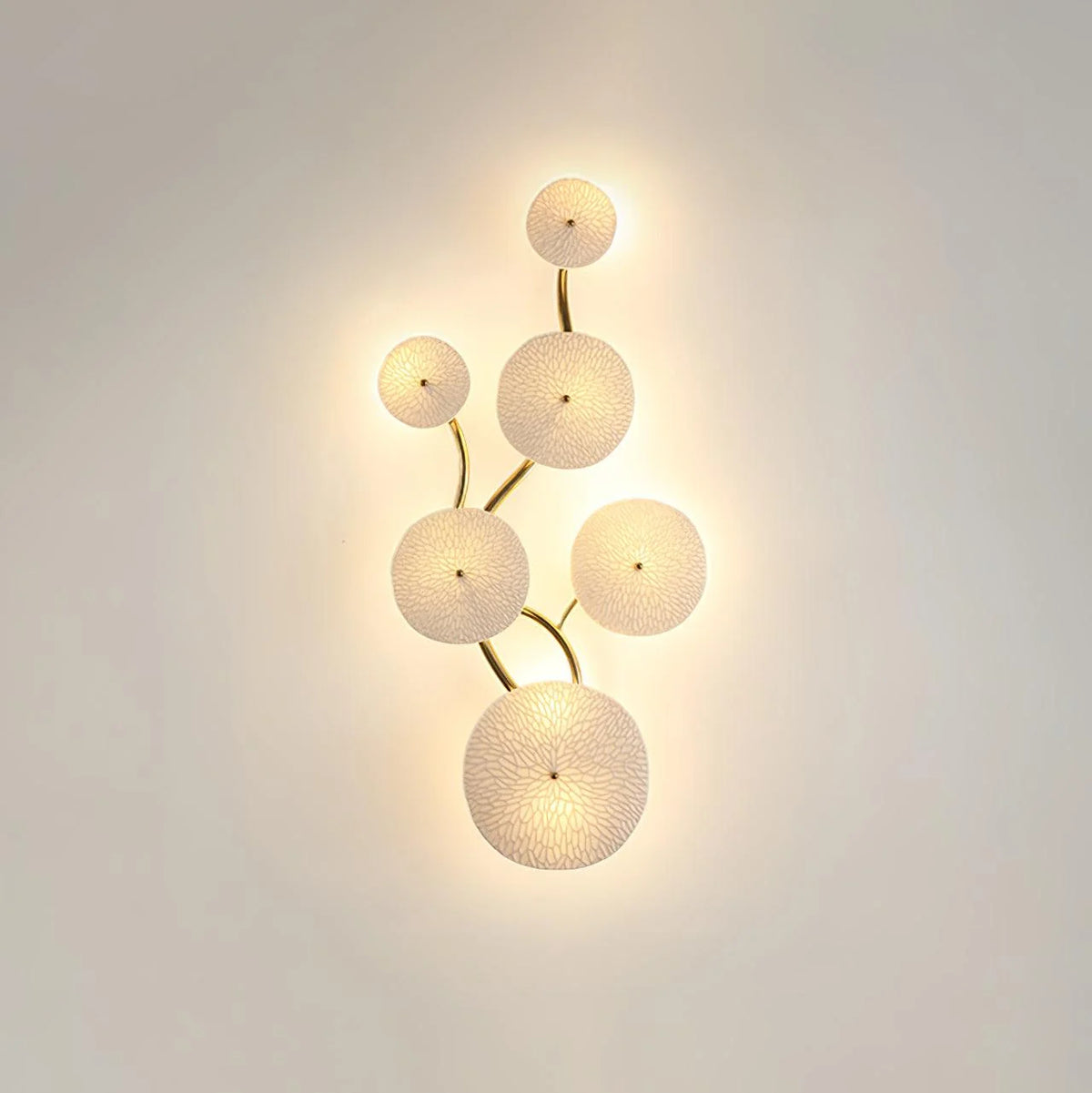 Wall Lamp | Lotus Ceramic Petals & Gold Metal
