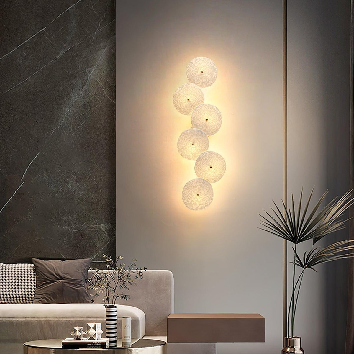 Wall Lamp | Lotus Ceramic Petals & Gold Metal