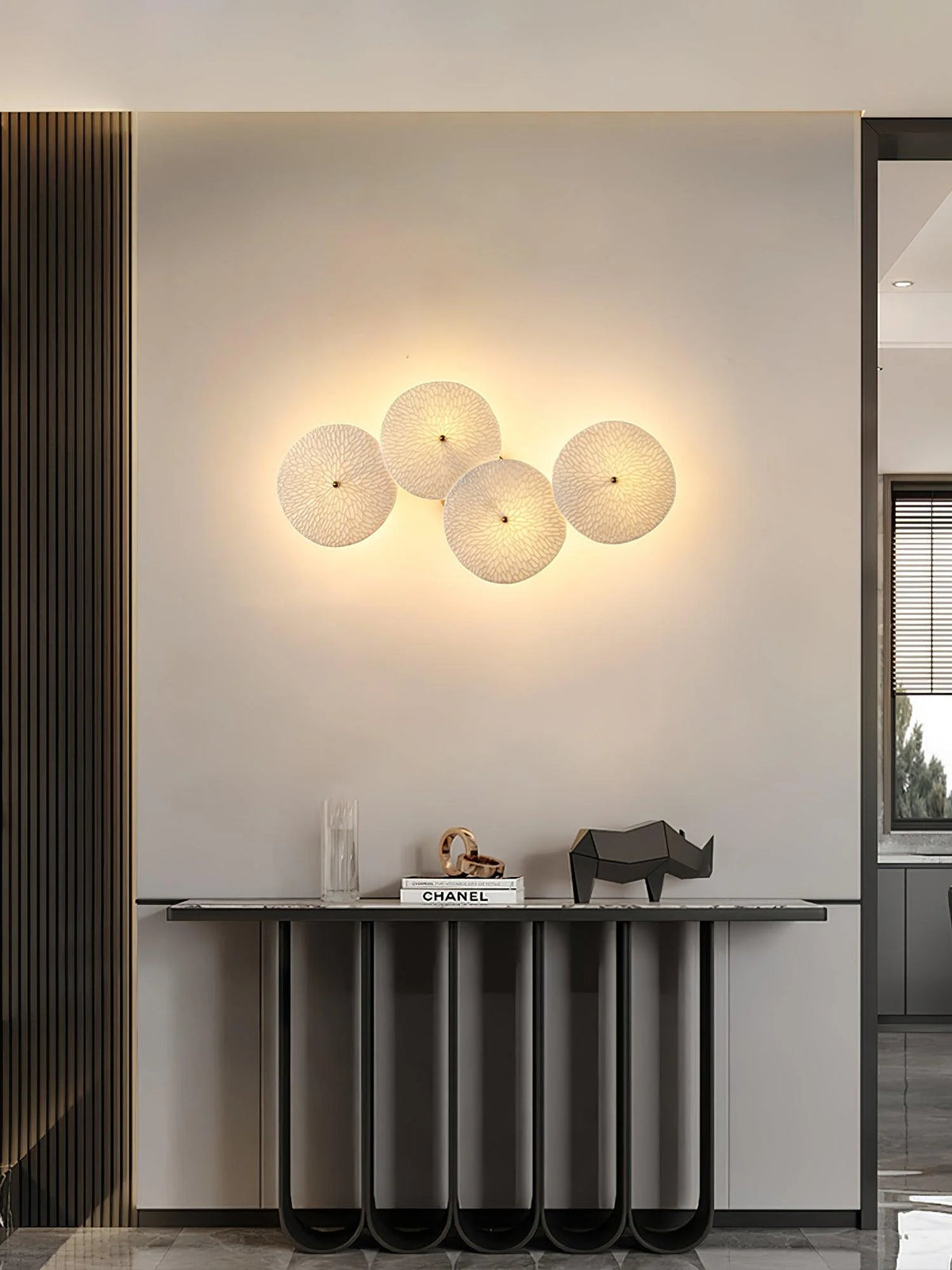 Wall Lamp | Lotus Ceramic Petals & Gold Metal