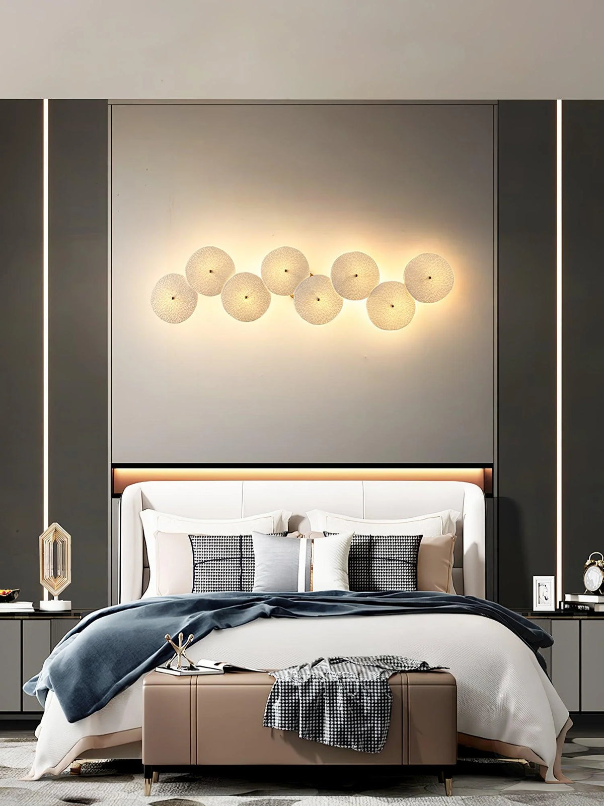 Wall Lamp | Lotus Ceramic Petals & Gold Metal