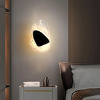 Wall Lamp | Sculpted Glass Swirl & Matte Black Accent | LED Bulb Included