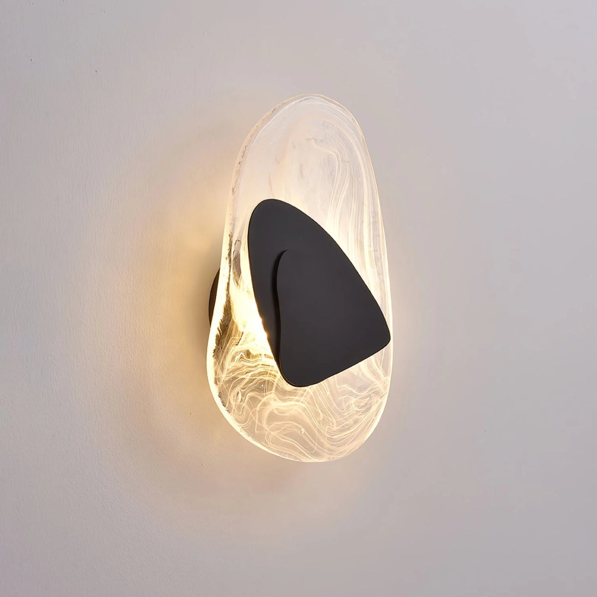 Wall Lamp | Sculpted Glass Swirl & Matte Black Accent | LED Bulb Included