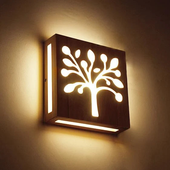Wall Lamp | Solid Wood & Energy-Saving LED | Plug-In