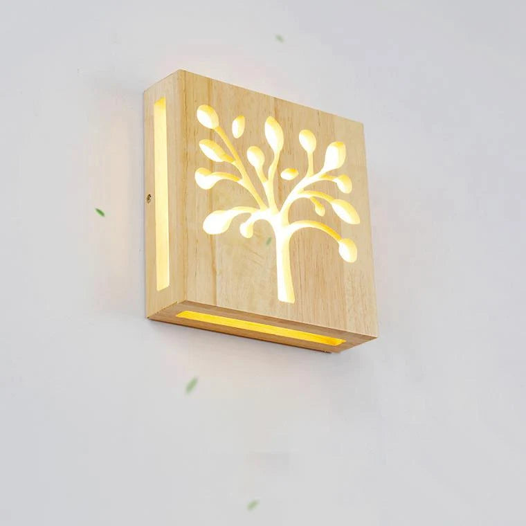 Wall Lamp | Solid Wood & Energy-Saving LED | Plug-In