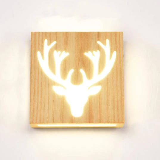 Wall Lamp | Solid Wood & Energy-Saving LED | Plug-In