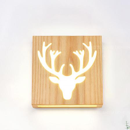 Wall Lamp | Solid Wood & Energy-Saving LED | Plug-In
