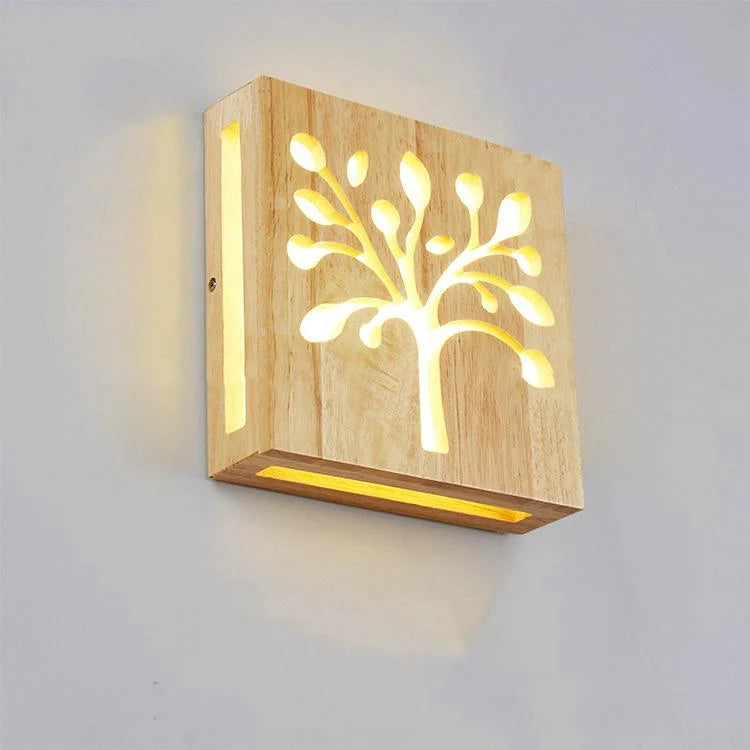 Wall Lamp | Solid Wood & Energy-Saving LED | Plug-In