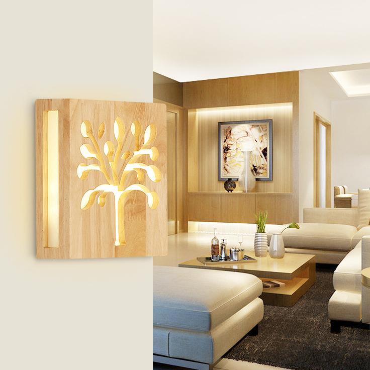 Wall Lamp | Solid Wood & Energy-Saving LED | Plug-In