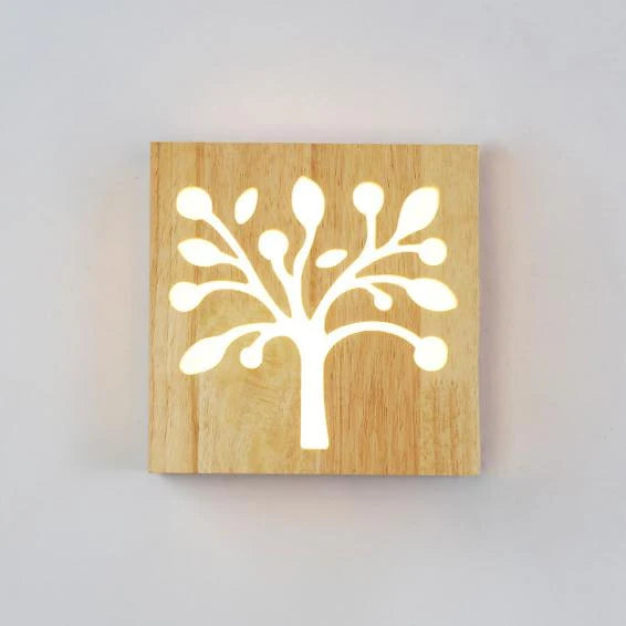 Wall Lamp | Solid Wood & Energy-Saving LED | Plug-In