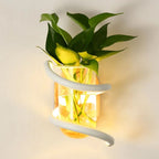Wall Lamp | Solid Wood & Glass Vase | Built-In Warm LED