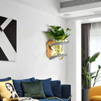 Wall Lamp | Solid Wood & Glass Vase | Built-In Warm LED