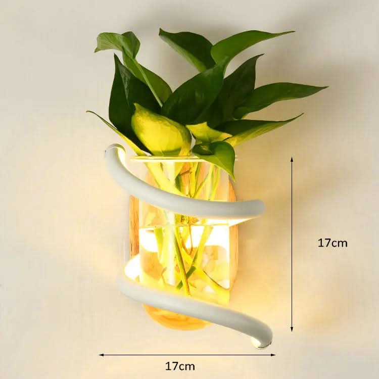 Wall Lamp | Solid Wood & Glass Vase | Built-In Warm LED