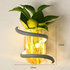 Wall Lamp | Solid Wood & Glass Vase | Built-In Warm LED