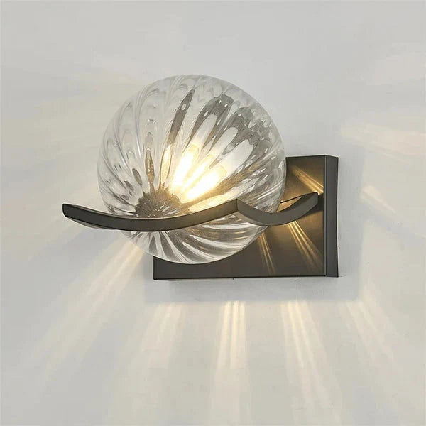 Wall Lamp | Textured Glass Globe & Energy-Efficient LED