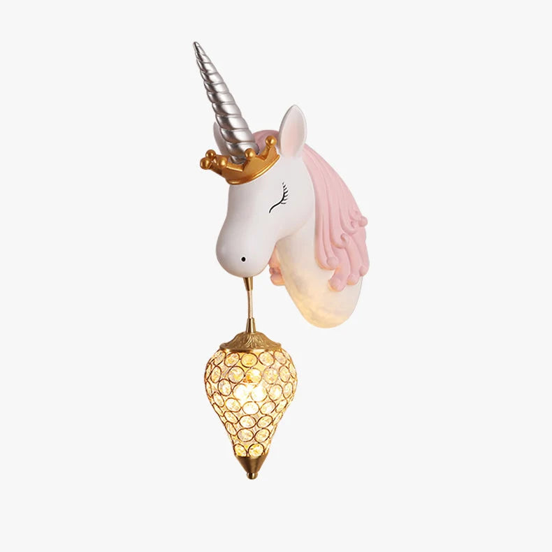 Wall Lamp | Unicorn Pony Design | Resin & Crystal Shade
