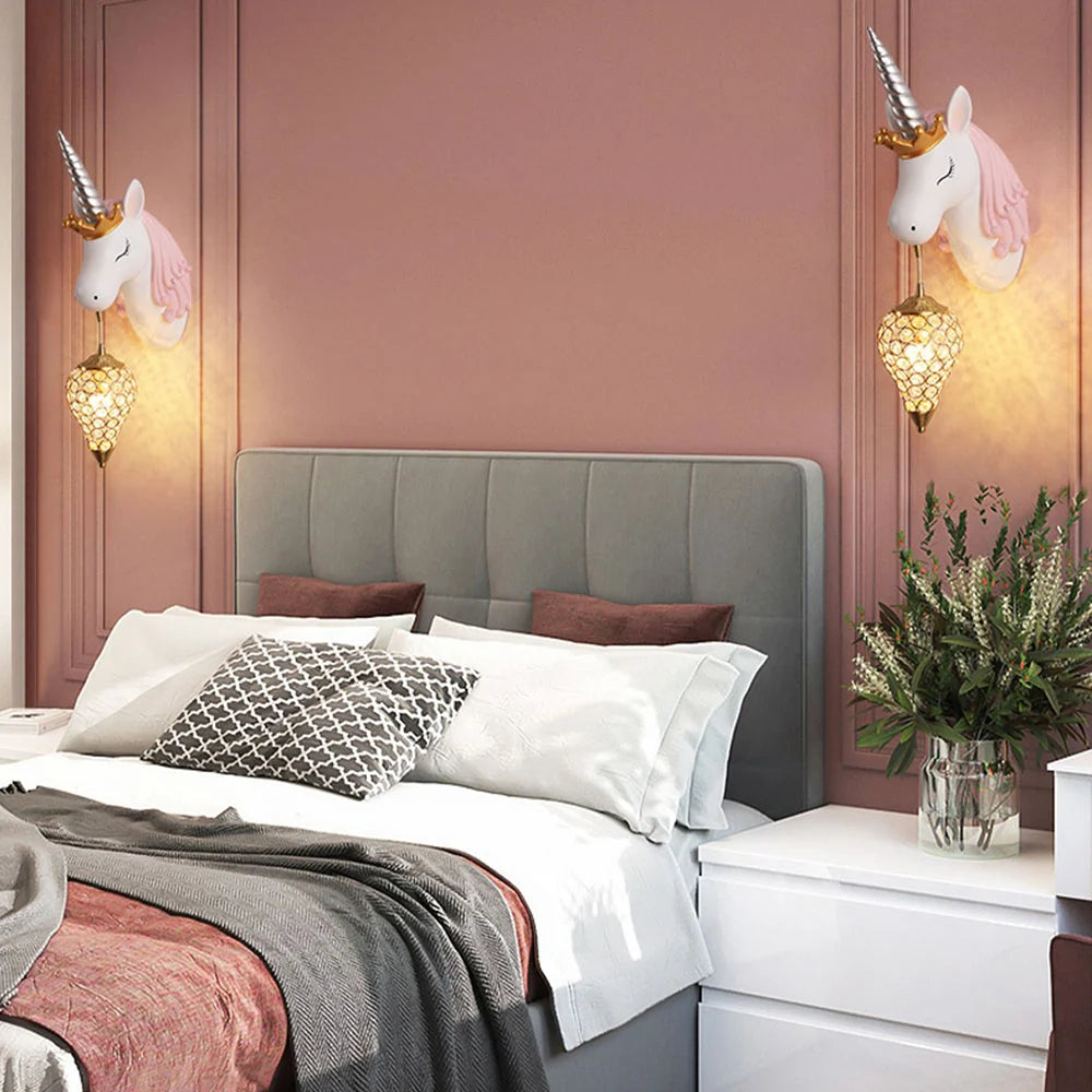 Wall Lamp | Unicorn Pony Design | Resin & Crystal Shade