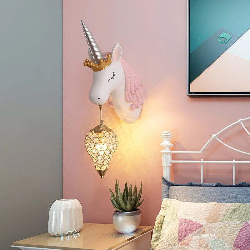 Wall Lamp | Unicorn Pony Design | Resin & Crystal Shade