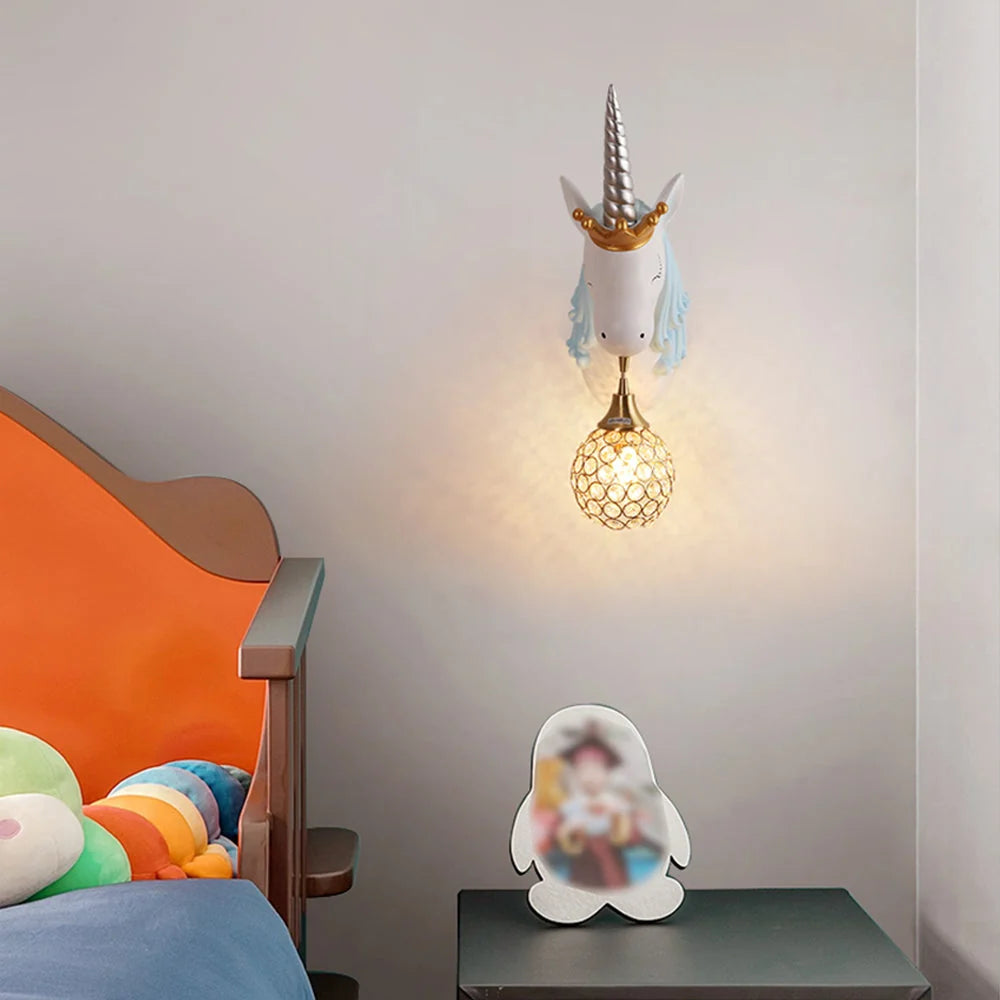 Wall Lamp | Unicorn Pony Design | Resin & Crystal Shade
