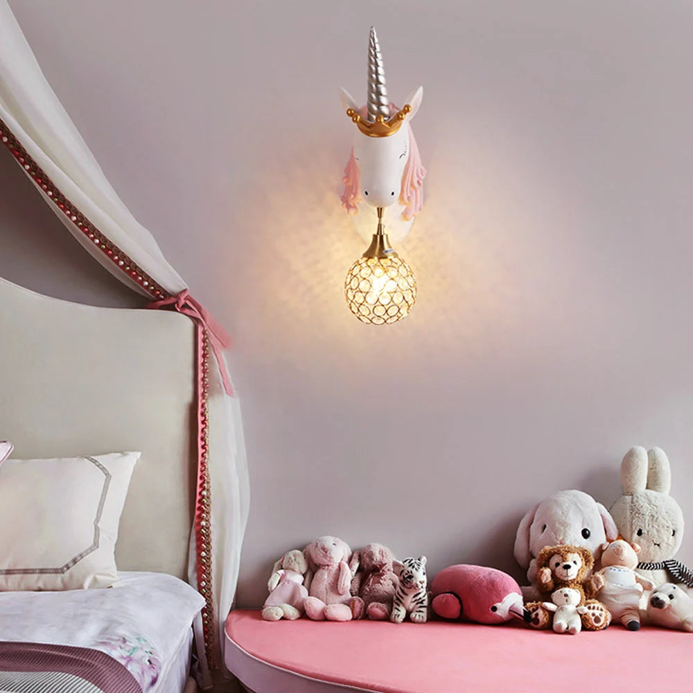Wall Lamp | Unicorn Pony Design | Resin & Crystal Shade