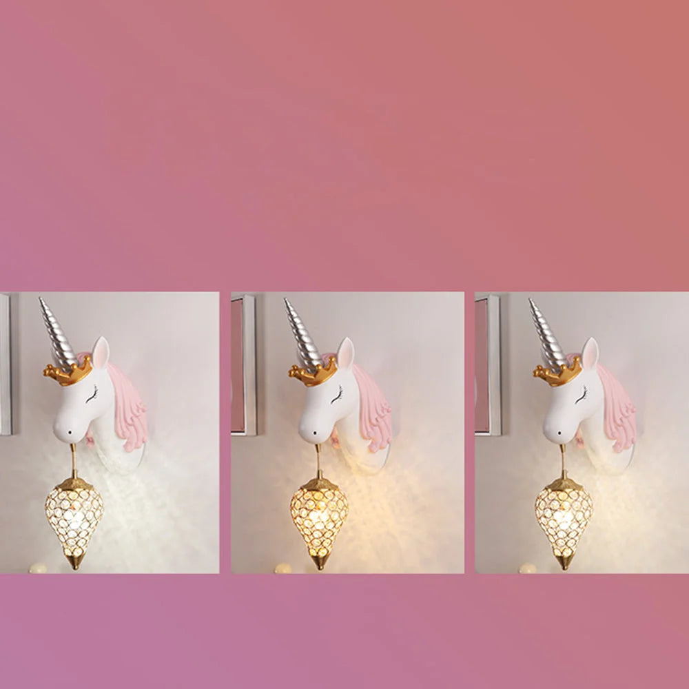 Wall Lamp | Unicorn Pony Design | Resin & Crystal Shade