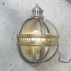 Wall Lamp | Vintage Glass Shade & Iron Frame | 30.5 x 46 cm