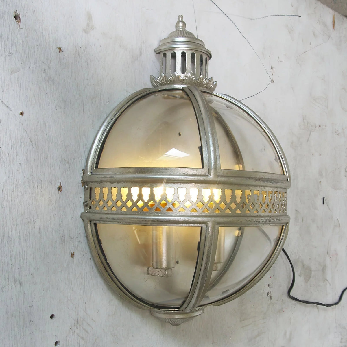 Wall Lamp | Vintage Glass Shade & Iron Frame | 30.5 x 46 cm