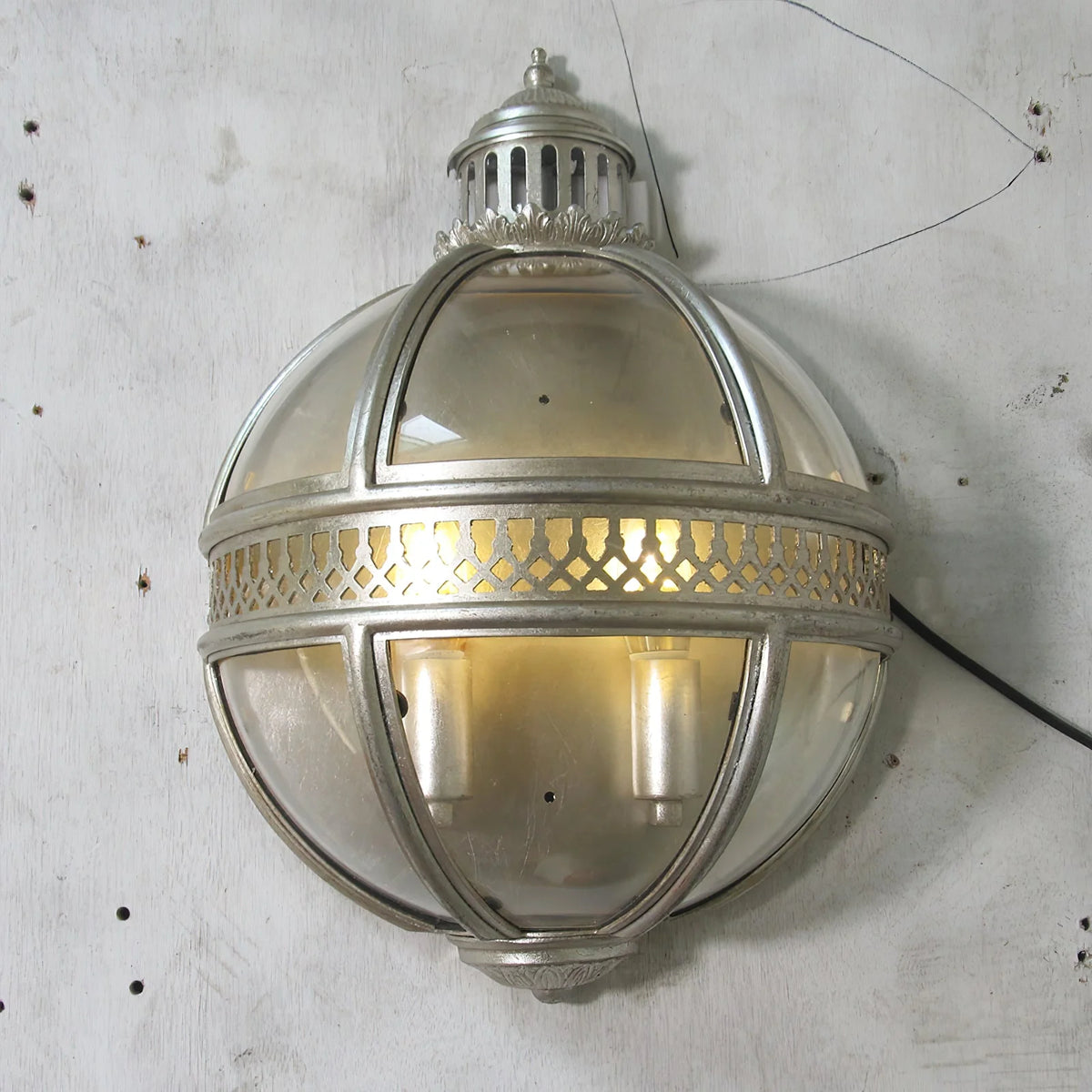 Wall Lamp | Vintage Glass Shade & Iron Frame | 30.5 x 46 cm