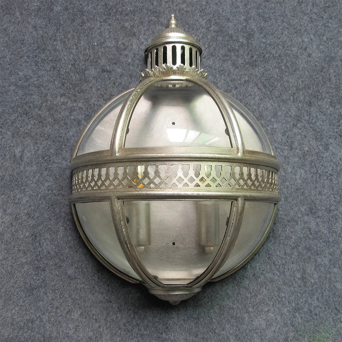 Wall Lamp | Vintage Glass Shade & Iron Frame | 30.5 x 46 cm